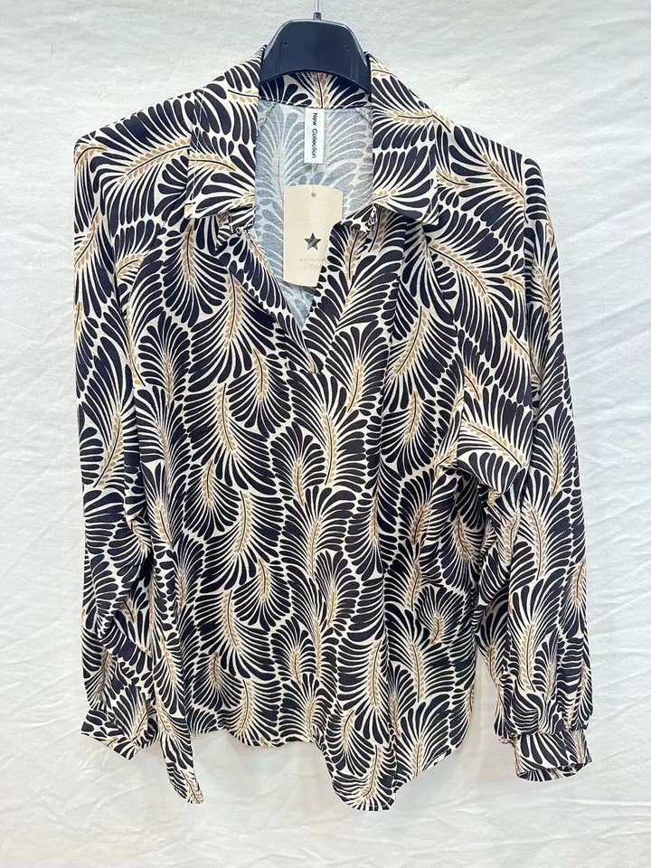 Mimi & Gogo - Wholesale Button Down Shirt - Women's - Printed Blouse @60052_BsImprime3