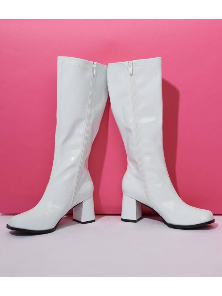 Unique Vintage - Wholesale Boots - Women's - Unique Vintage White Patent Gogo Boot