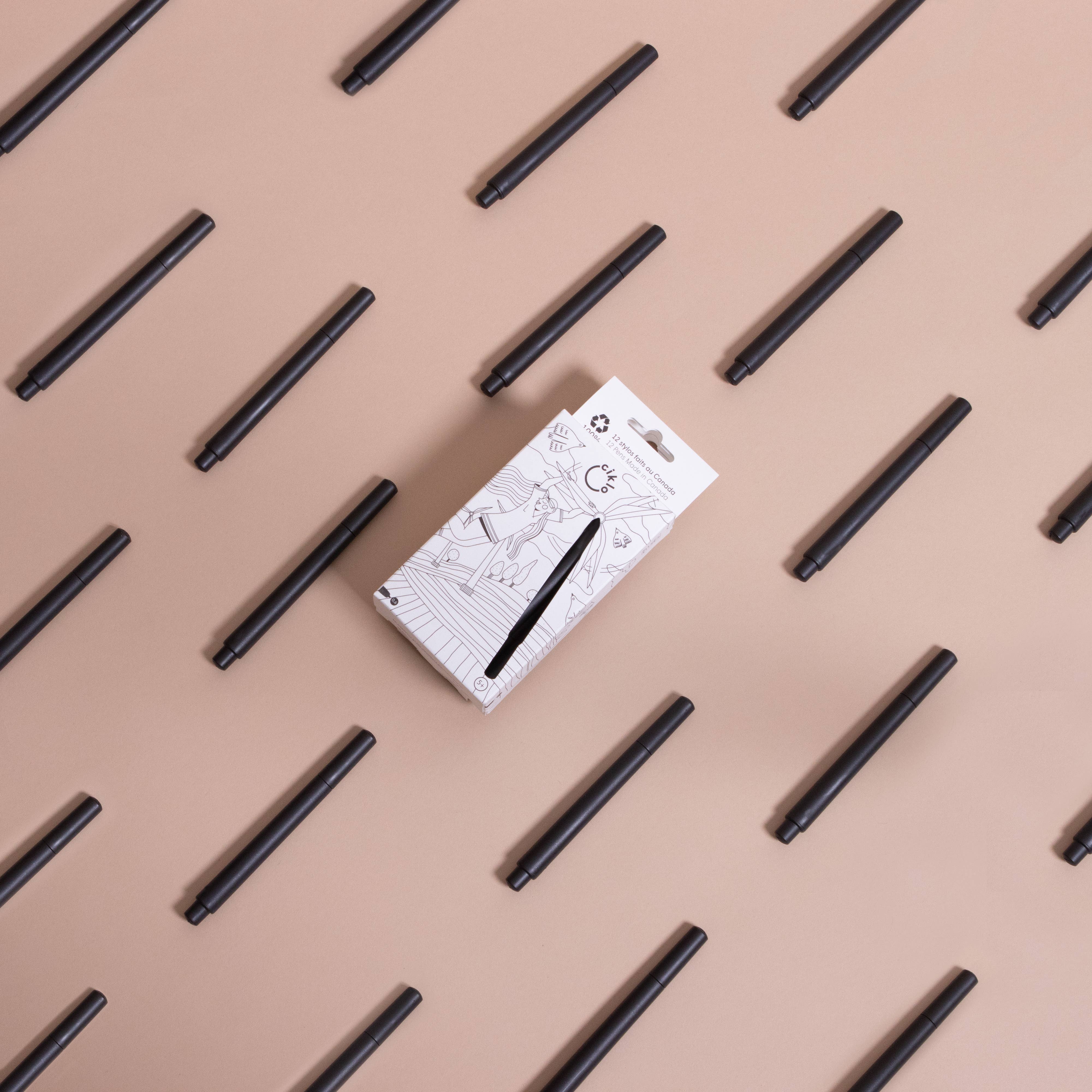 kotmo – wholesale Pennor – ciklo - 12 svarta miljövänliga pennor3