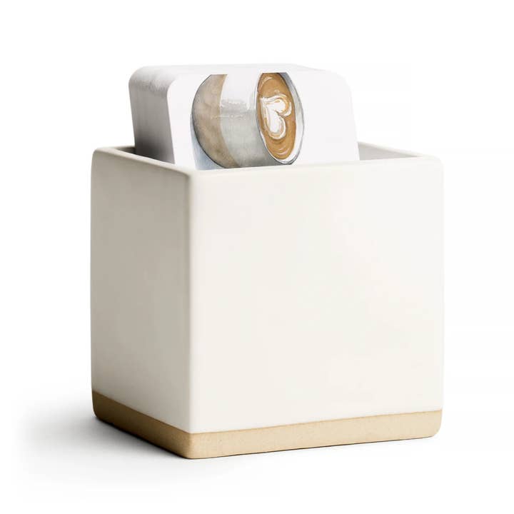 E. Frances Paper - Wholesale Stationery/Notecard Set - Little Notes® Ceramic Holder l White