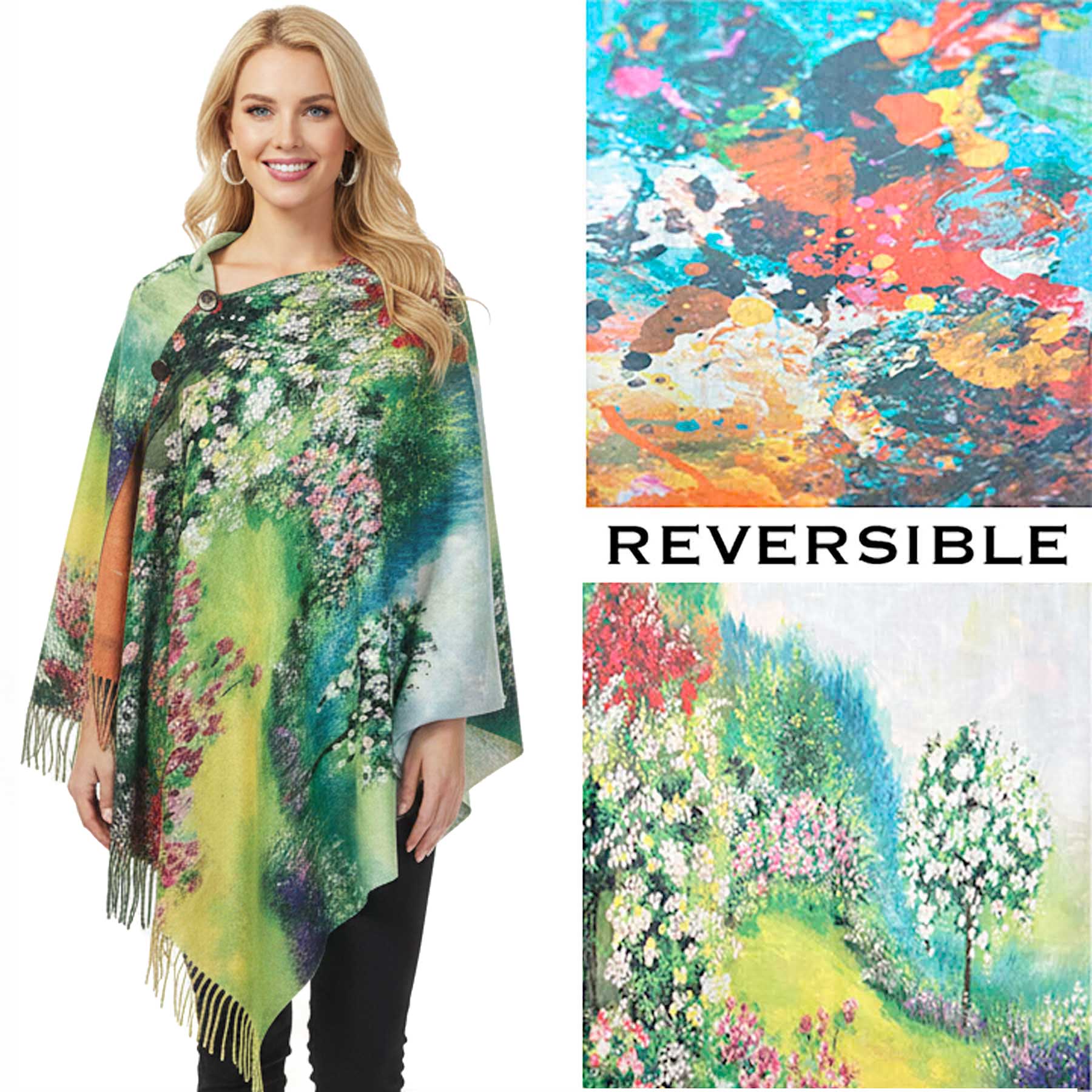 The Magic Scarf Company - Wholesale Wrap - Women's - 3180 - Sueded Art Design Button Shawls 14