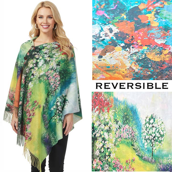 The Magic Scarf Company - Wholesale Wrap - Women's - 3180 - Sueded Art Design Button Shawls 14