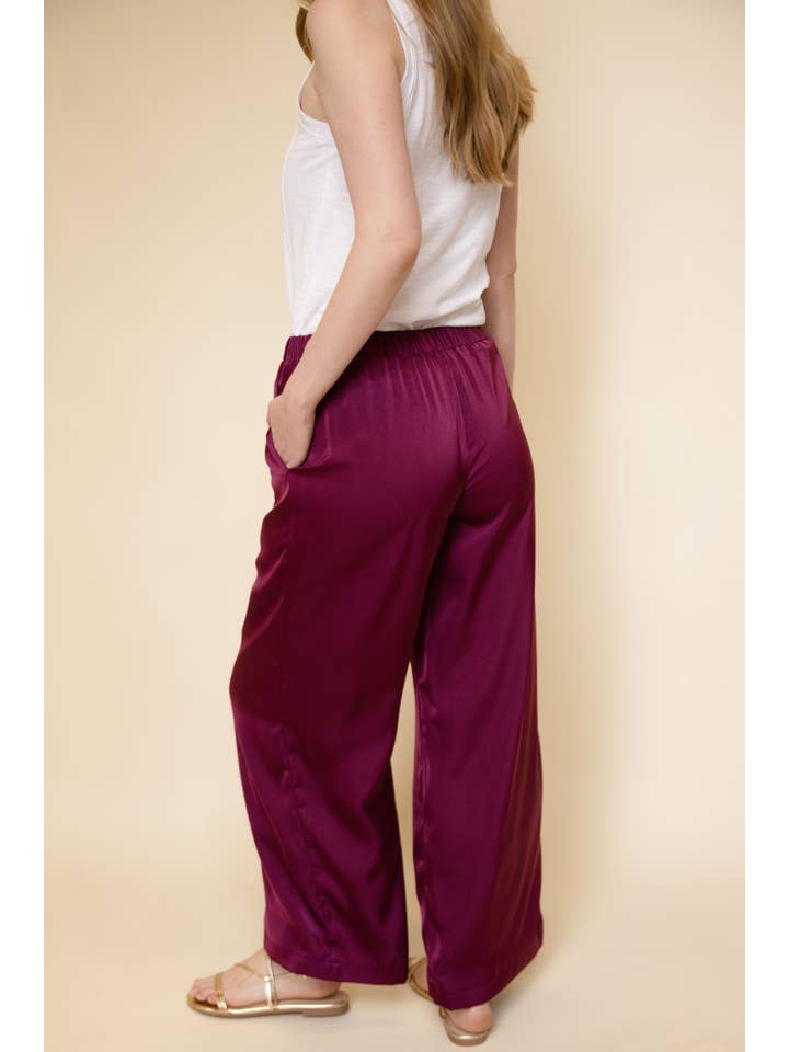 Before You Collection - Wholesale Pants - Women's - Solid Satin Wide Leg Pants22
