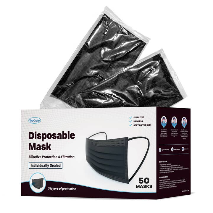 WeCare Black Masks for wholesale by ShopHomeMed