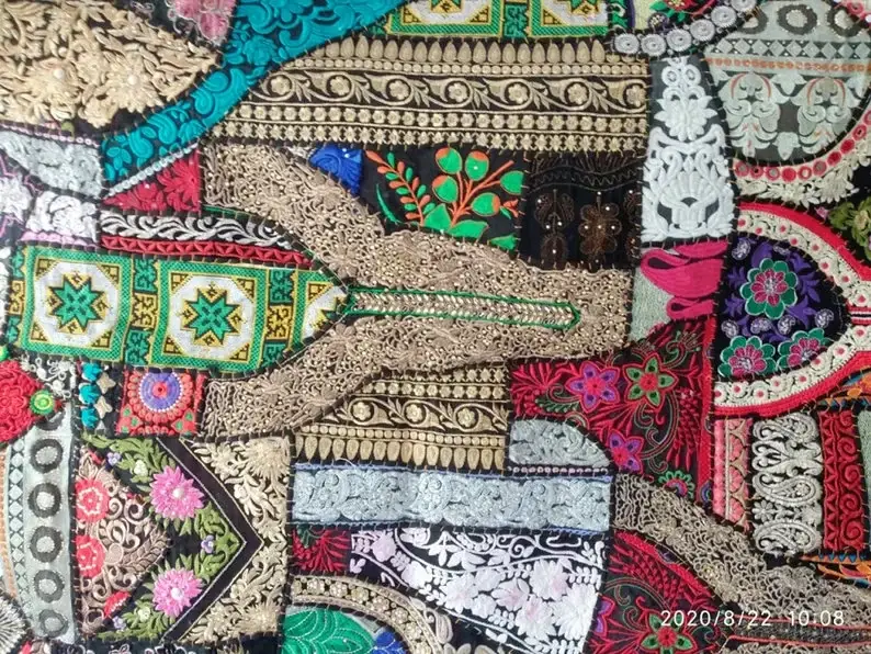 GYPSY STUDIO – wholesale Gardin – Handgjord Sari Patchwork Sängöverkast Stor Storlek Handbroderi1