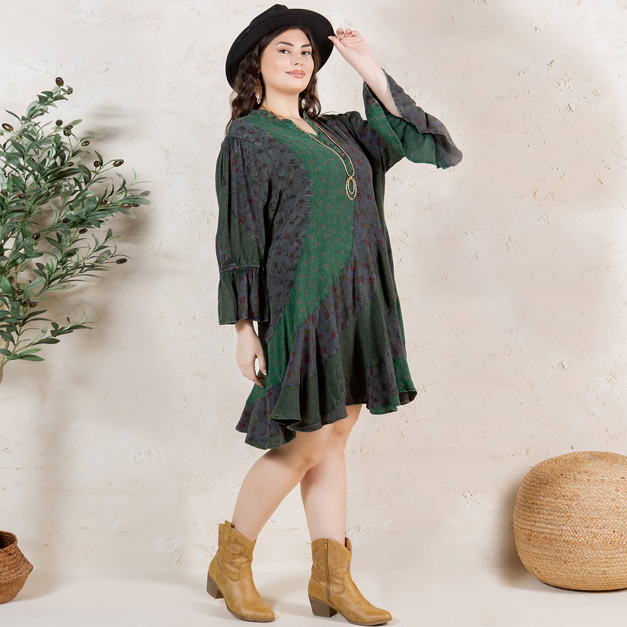 Young Threads - Wholesale Dress - Women's - Boho Patchwork Overdyed Babydoll Dress20