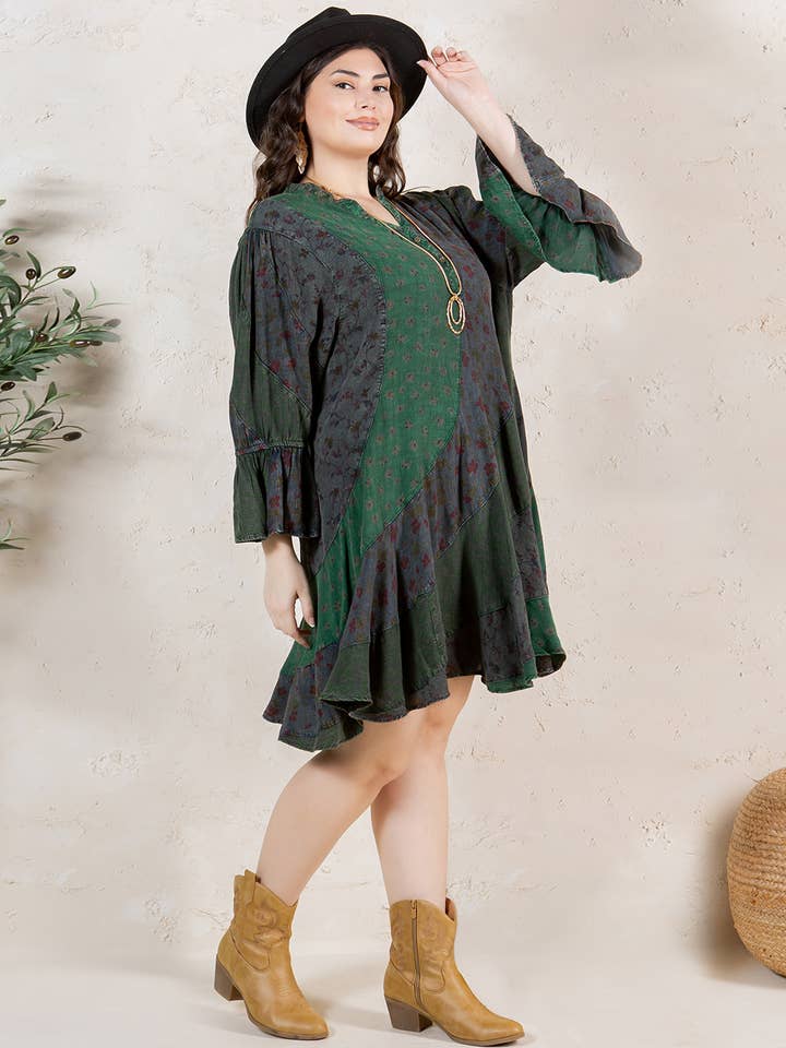 Young Threads - Wholesale Dress - Women's - Boho Patchwork Overdyed Babydoll Dress18