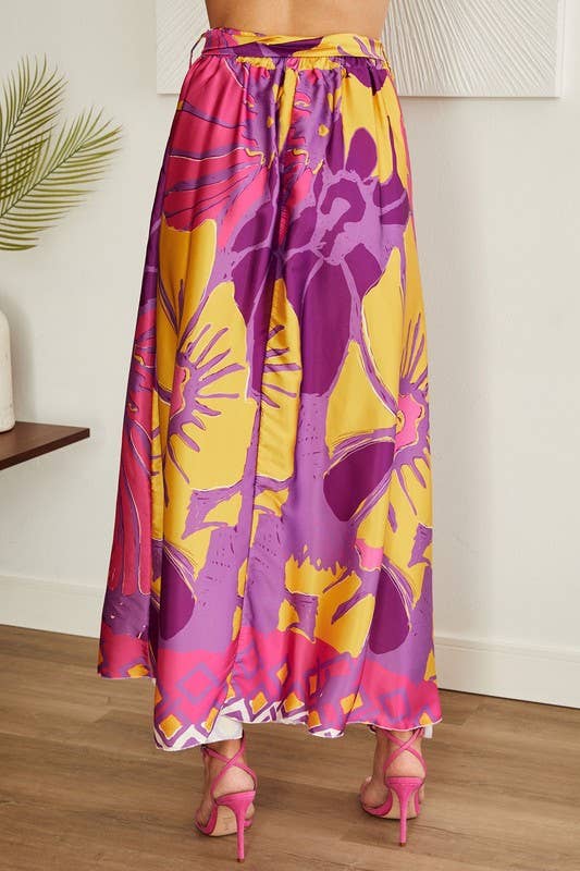 VENTI6 - Vendita all'ingrosso Gonna - Donna - GONNA MAXI IN RASO CON STAMPA CHINA ROSE (0816-CHINAROSE)2