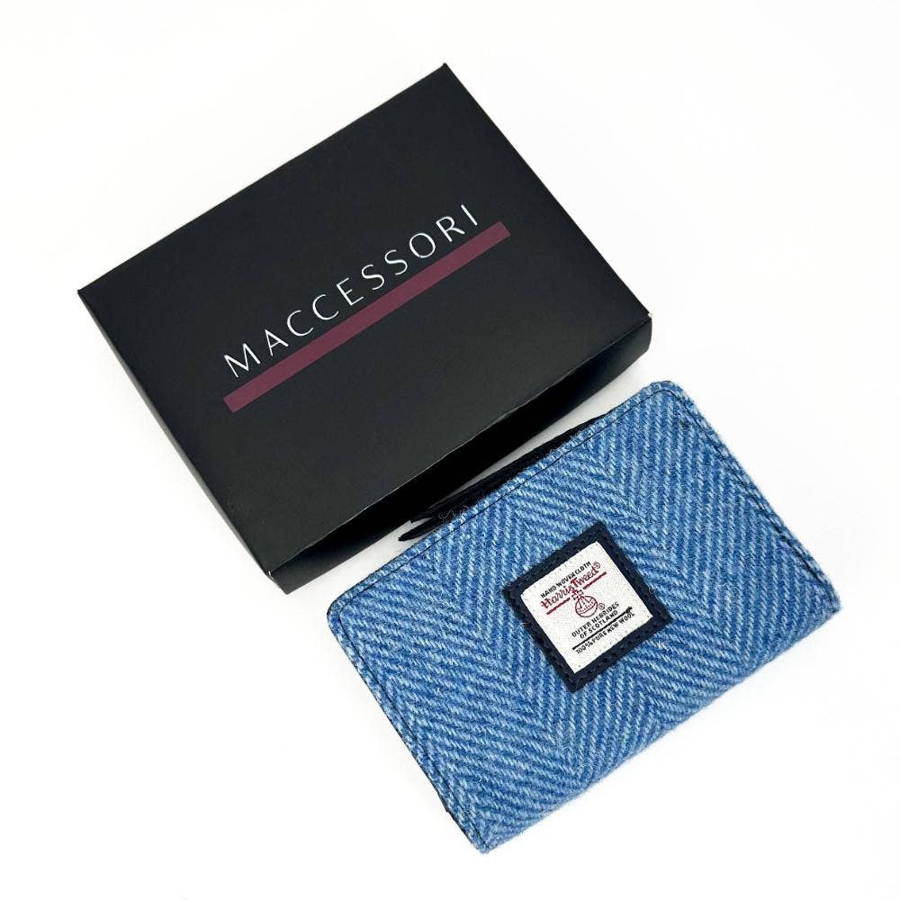 maccessori – Carteira - Mulher por atacado – Bolsa com Fecho Harris Tweed Azul Céu1