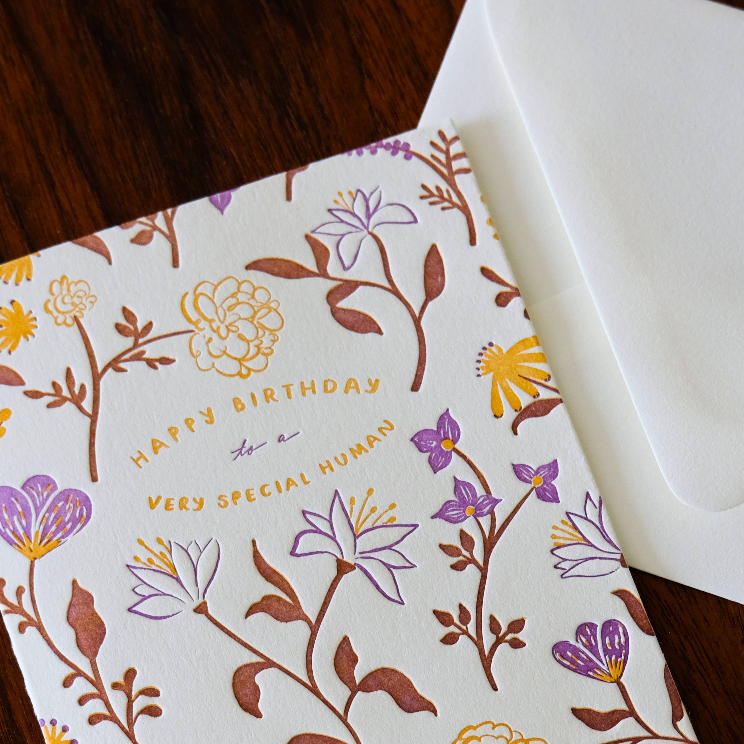 Homework Letterpress Studio - Wholesale Birthday Card - Special Human Birthday | Floral | Letterpress Card1