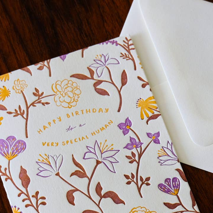 Homework Letterpress Studio - Wholesale Birthday Card - Special Human Birthday | Floral | Letterpress Card1