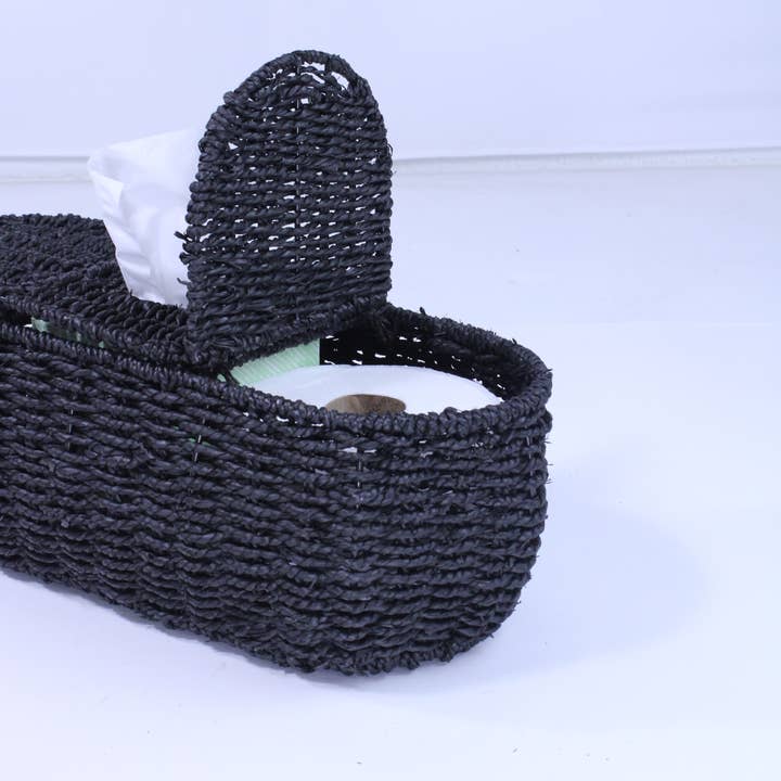 Maison Maison Design – Großhandel Taschentuchbox – 3-teiliger Taschentuchkorb aus schwarzem Seegras1