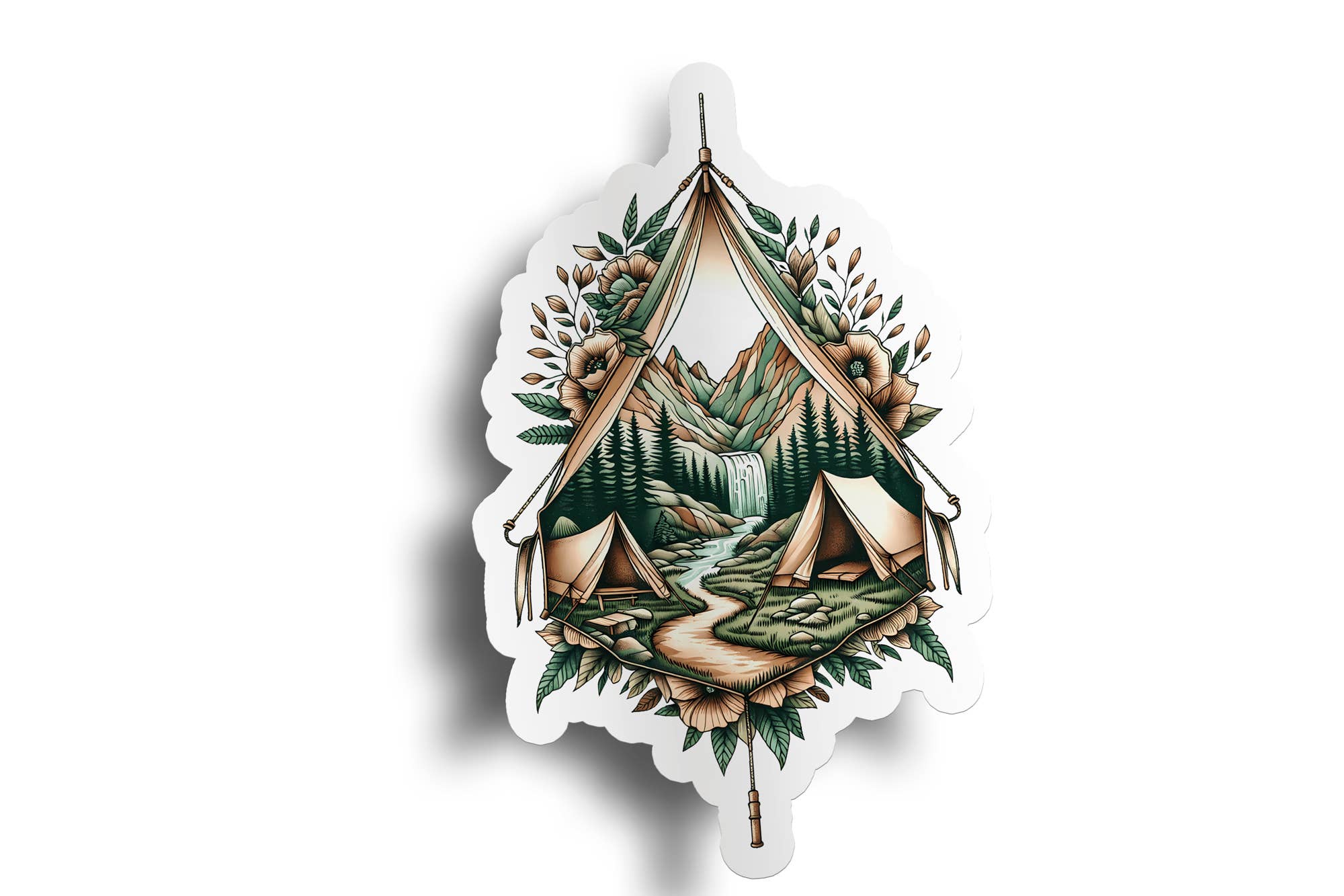 PiggyPrintStickers - Wholesale Sticker - Camping Sticker | Mountain Scene Design | Vinyl Decal1