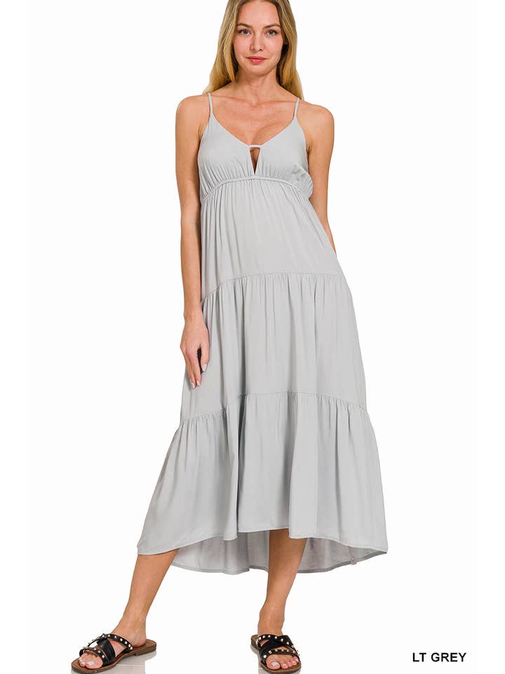 42POPS - Wholesale Dress - Women's - ,.....Sweetheart Tiered Cami Midi Dress w/ adjustable straps12
