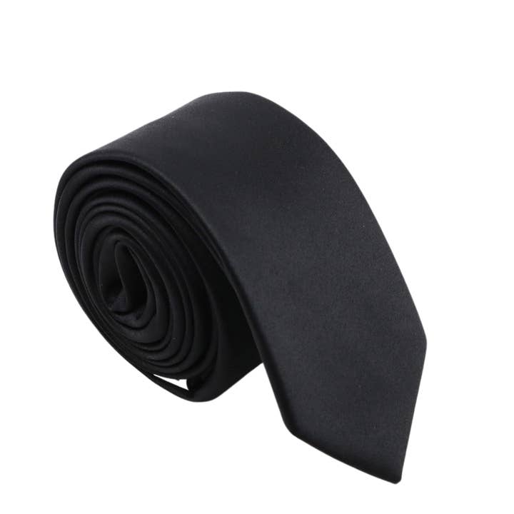 Black Satin Skinny Tie for wholesale by Tie Mood