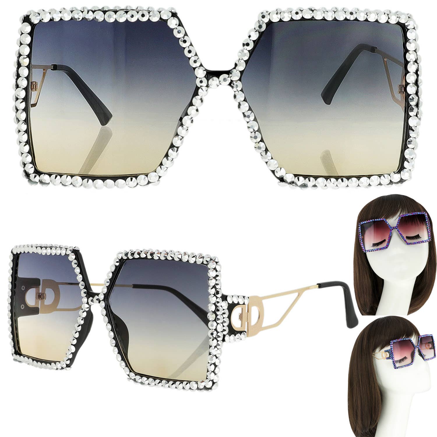 SP Sophia Collection - Wholesale Sunglasses - Women's - Sparkling Rhinestone Square Sunglasses 6