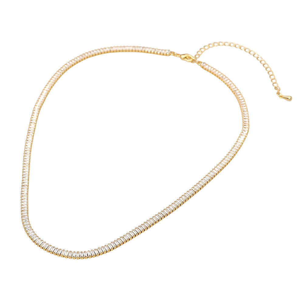 Sensibling Corp. - Wholesale Link & Chain Necklace - 18K Gold Dipped Baguette Tennis Chain Necklace3