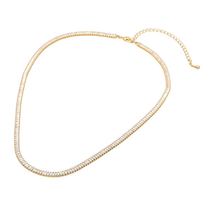 Sensibling Corp. - Wholesale Link & Chain Necklace - 18K Gold Dipped Baguette Tennis Chain Necklace3