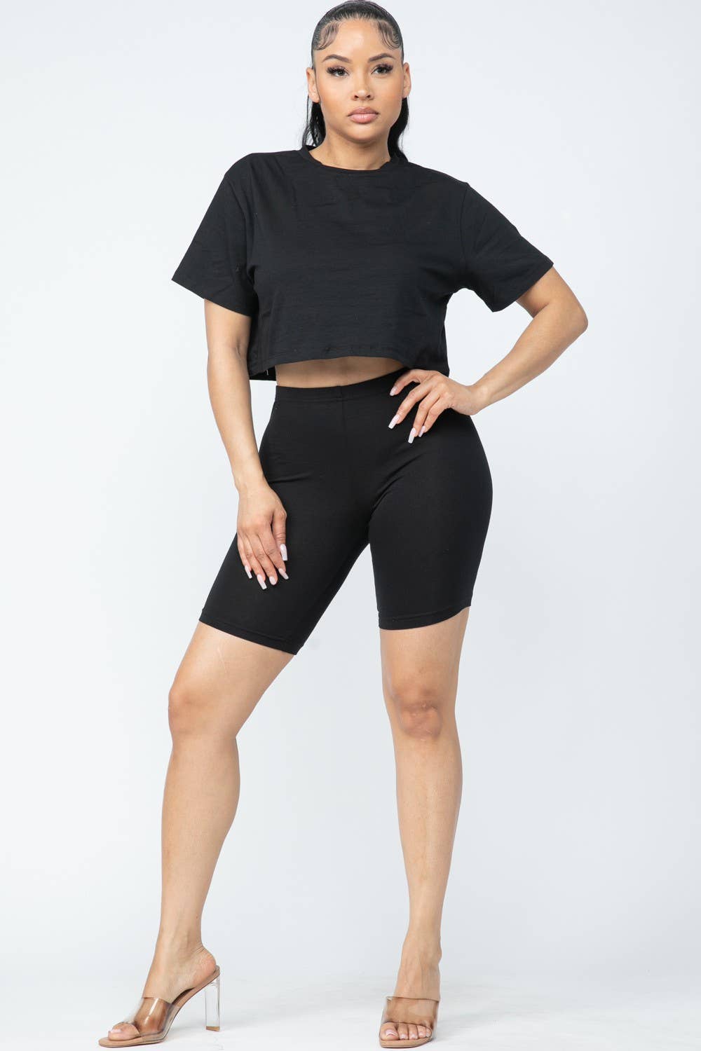 Boswell - Wholesale Top & Short Set (NOT Loungewear) - Women's - Biker Short Set With Short Sleeve Crop9