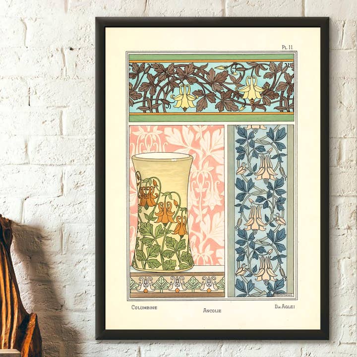 Reproducción artística mural con ilustración floral de Eugene Grasset 1898 para venta al por mayor de Vintage Wall Graphics