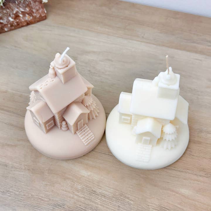 Eli and Things – wholesale Pillar candle – Snowy Christmas House Candle - Christmas Village Candle 7