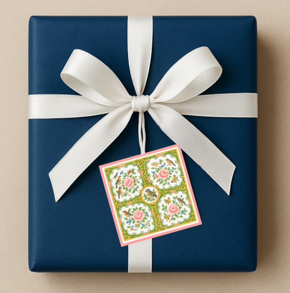 Design Carolinas - Vente Étiquette cadeau - Ensemble d'étiquettes-cadeaux carrées ou rondes Médaillon Rose Antique1