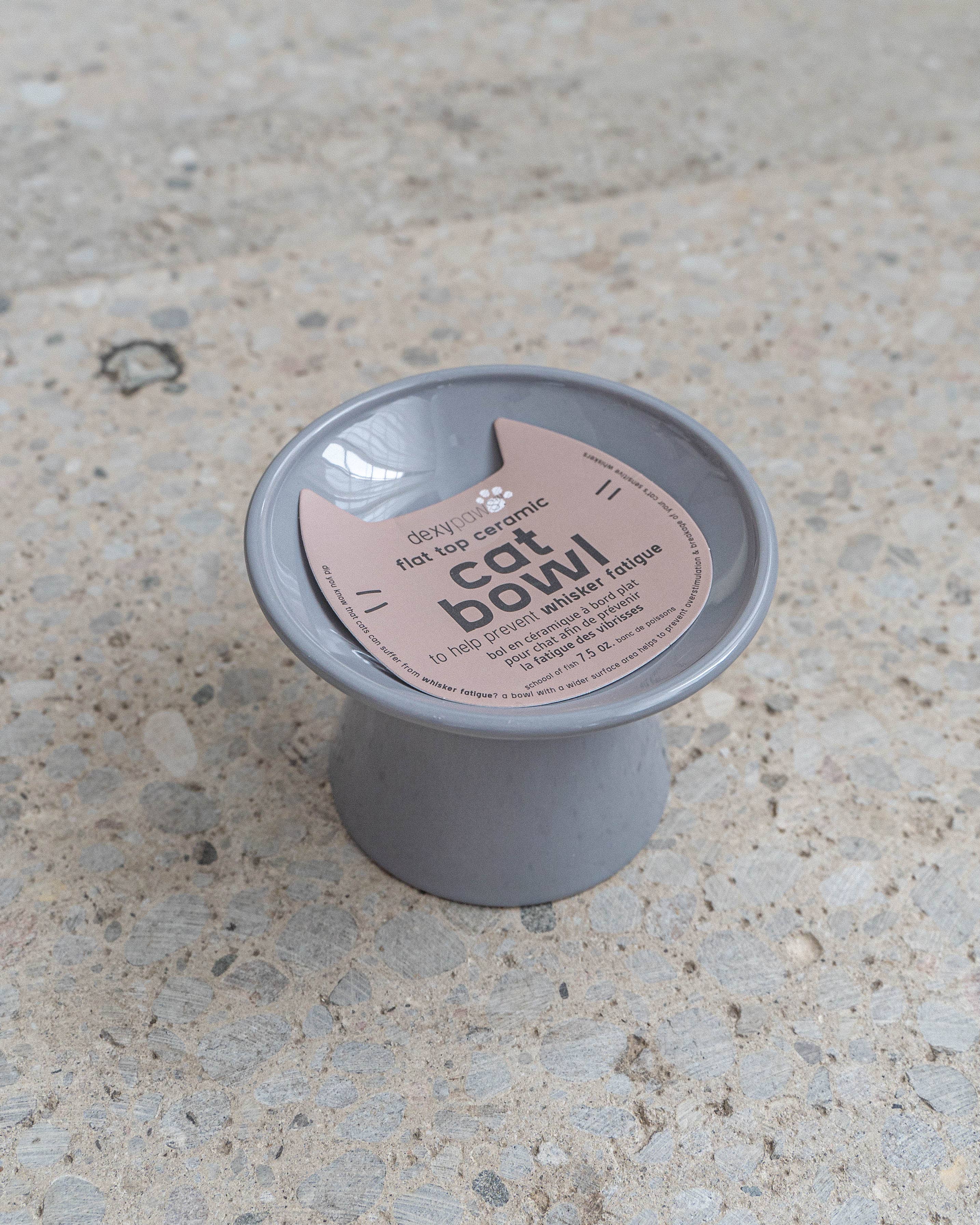 dexypaws – Großhandel Futternapf – Katze/Hund – Katzennapf aus Keramik mit flacher Oberseite, Grau