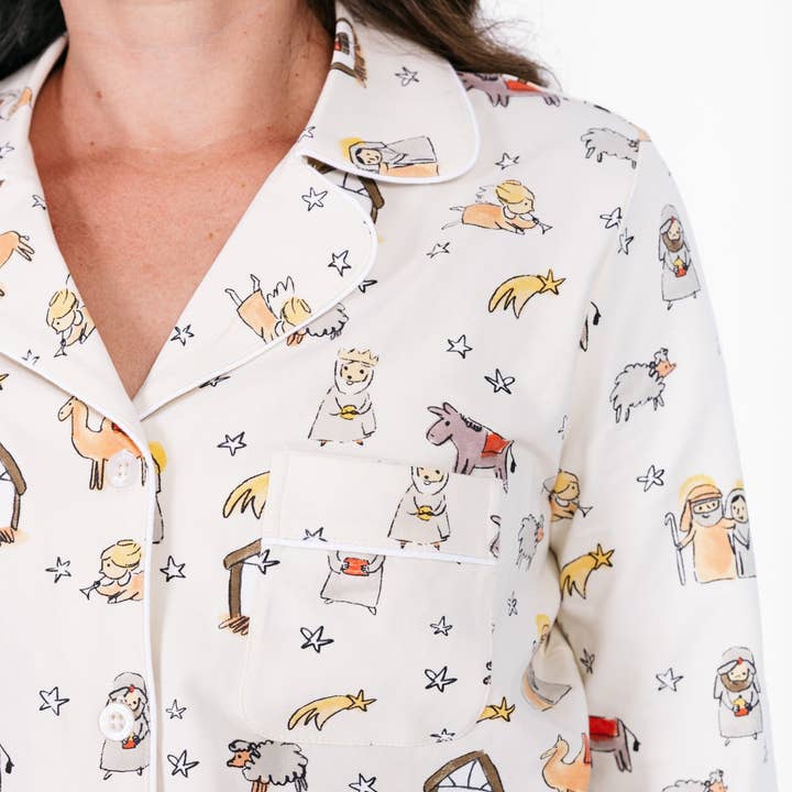 Away in a Manger Womens Notch Collar PJ Set Cotton and other Purchase Wholesale custom pajama pants. Free Returns & Net 60 Terms on Faire trending on Faire.