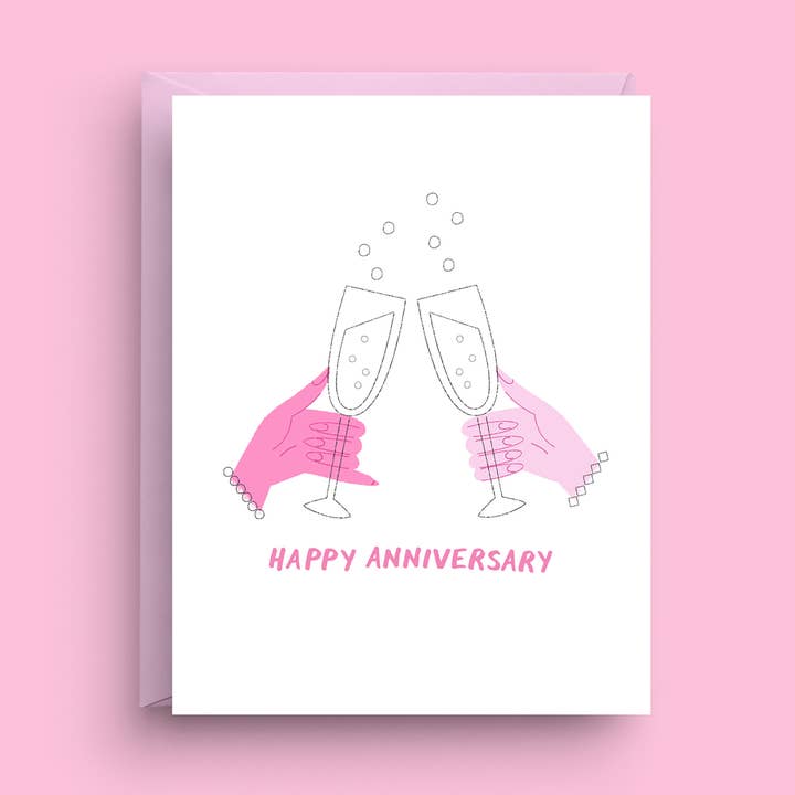 Tarjeta de aniversario de boda (LGBTQ+ ROSA) para venta al por mayor de Nicole Marie Paperie