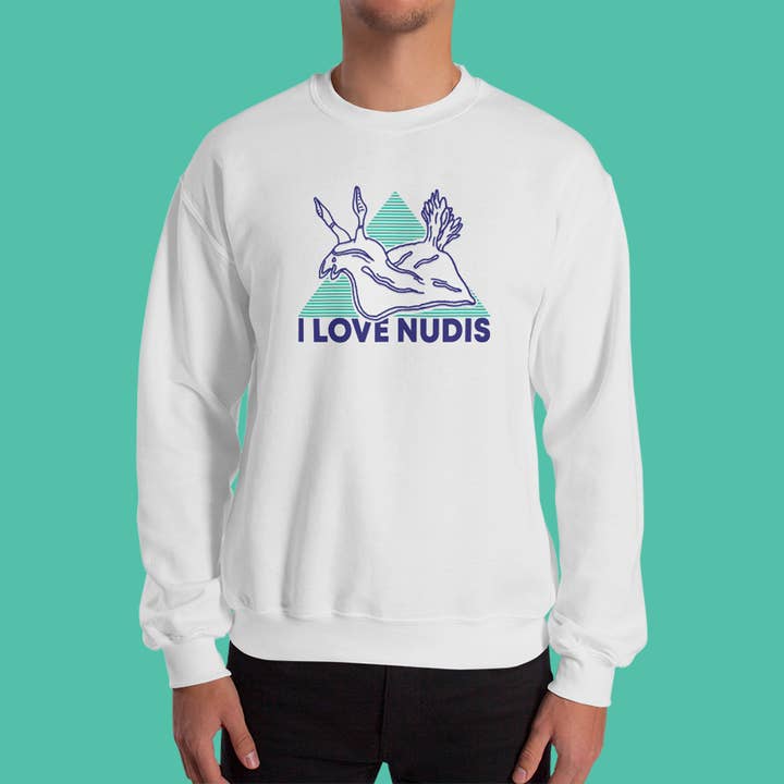 I LOVE NUDIS™ Crewneck Sweatshirt - White for wholesale on Faire6