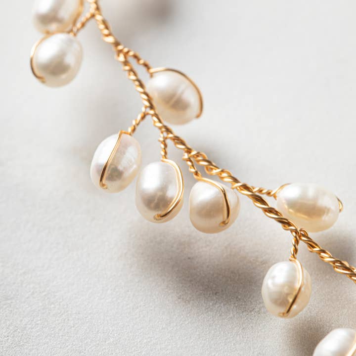 SallyJaneBridal - Wholesale Haarband - Dames - Dinja Hairvine Gold - haarsieraden voor bruiden