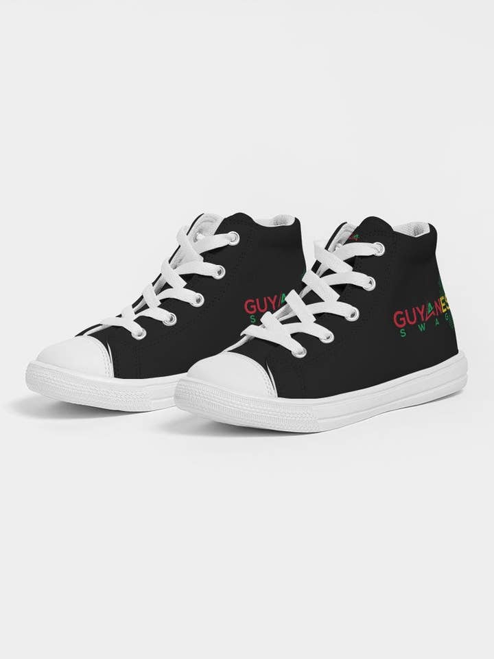 Guyanese Swag Guyana Map Unisex Hightop Canvas Sneakers (Schwarz) für den Großhandel von Guyanese Swag