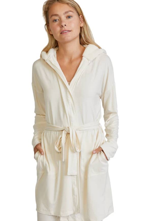 Pure Fiber - Wholesale Robe – Women's - Hooded Jersey Robe & Pants Set – Soft Bamboo Loungewear7
