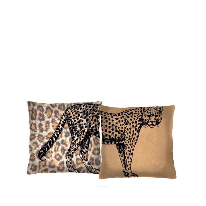 IngrossoBertoni by INCI Srl - Wholesale Decoratief kussen - Leopard Duo-set van 2 Bertoni meubelkussens, 40 x 40 cm.