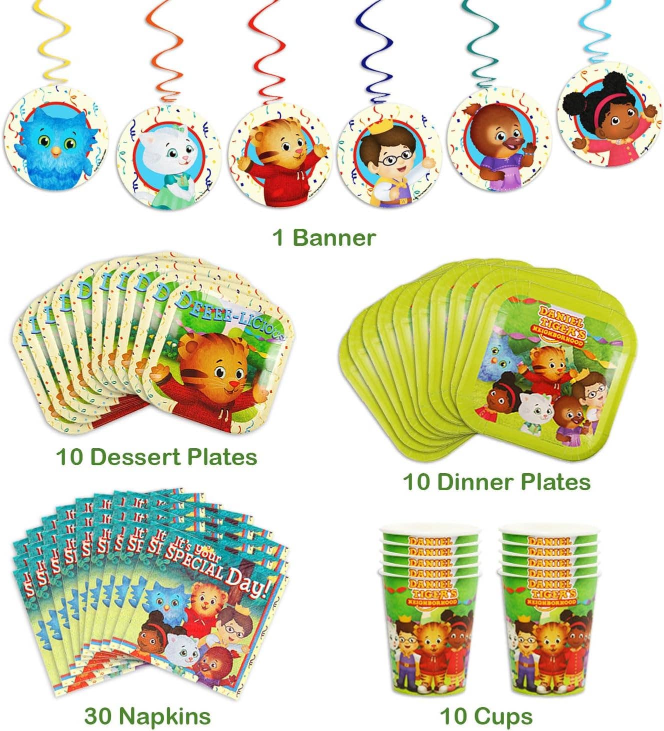 Mighty Mojo Toys - Wholesale Disposable Tableware Pack - Daniel Tiger's Neighborhood Party-In-A-Box - 61 Pieces Party5