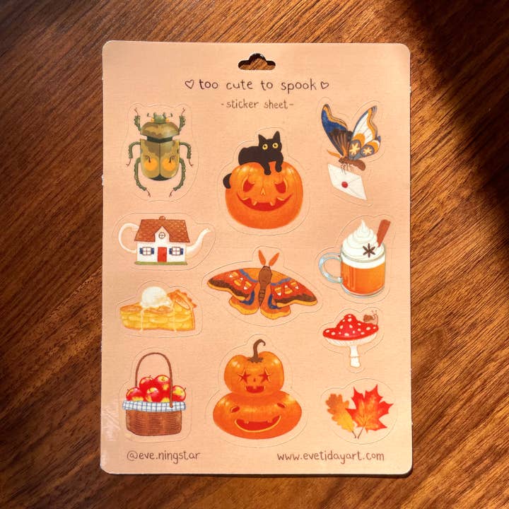 Tiday Art - Wholesale Sticker - Fall and Halloween Vinyl Sticker Sheet - 5x7” Size0