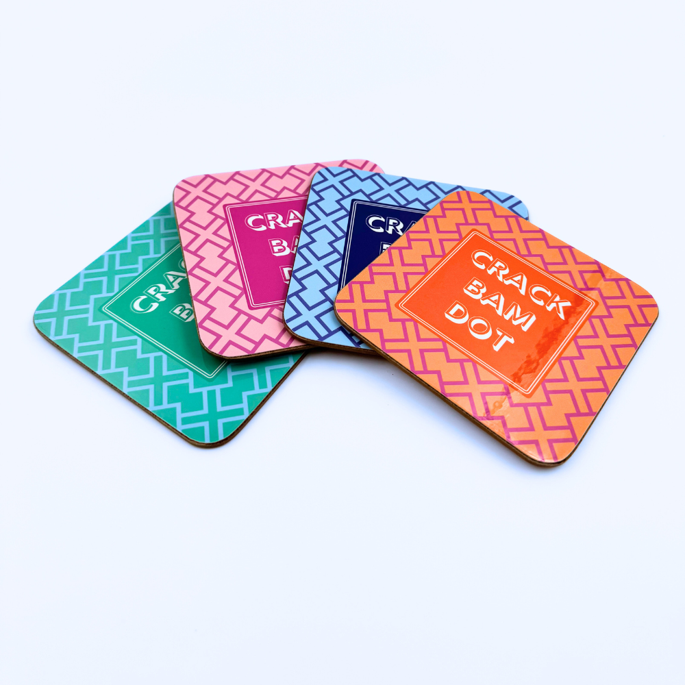 My Fair Mahjong - Wholesale Coasters - Mahjong Coasters, 4 Set  | Gift or Prize | Green, Pink, Blue, Orange1