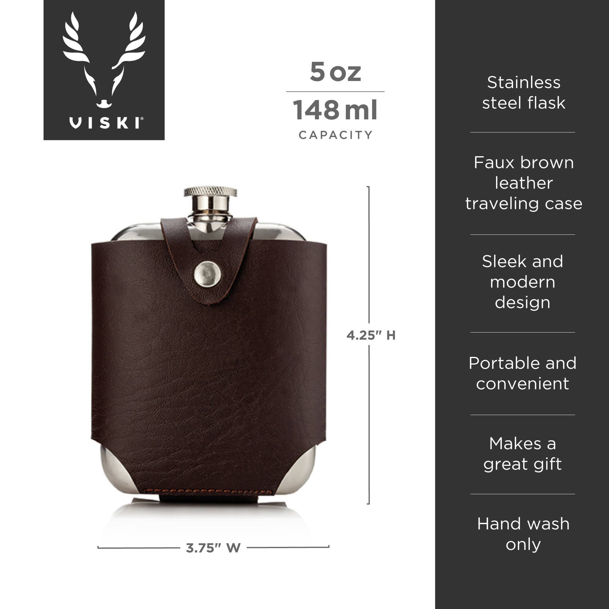 Viski - Wholesale Flask - Stainless Steel Flask with Traveling Case6