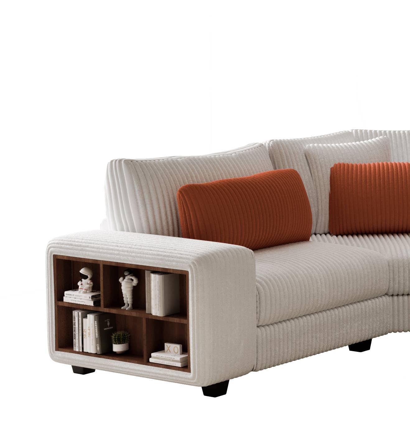 HOMYCASA DESIGN INC - Wholesale Sofa - L-Shaped Beige Sectional Sofa 3/5 Seats & ArmrestWoodenFrame12