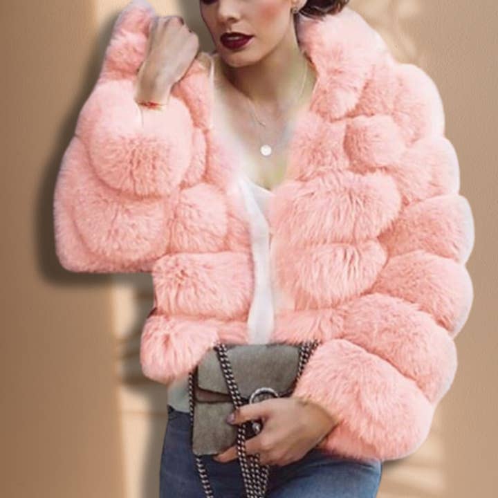 U R My Sunshine - Wholesale Fur/Faux Fur Coat - Women's - Hooded cropped faux fur coat jacket5