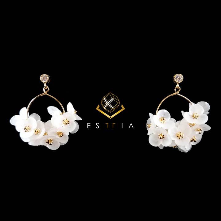 Cherry Blossom handmade floral dangle earrings for wholesale by Esttia