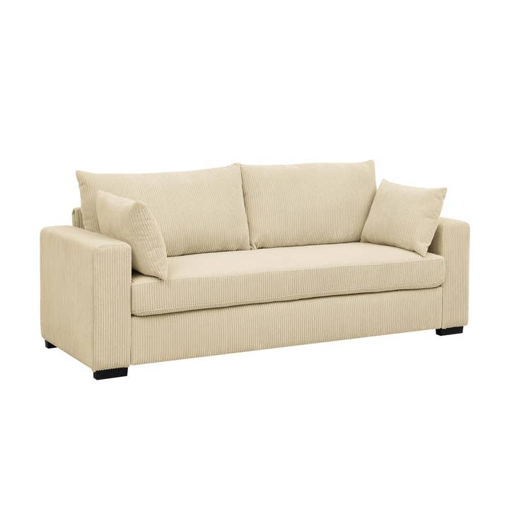 HOMYCASA DESIGN INC - Wholesale Sofa - Coastal Haven Corduroy Sofa with Deep Cushions Neutral Color9