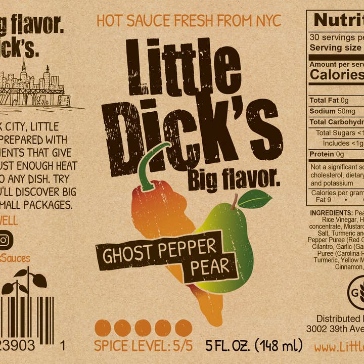 Little Dick's Sauces - Wholesale Hot Sauce - Little Dick's Ghost Pepper Pear Hot Sauce - Small Batch3