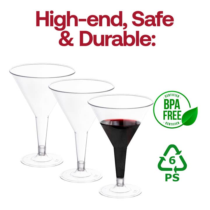 Smarty had a Party - Wholesale Cocktail/liquor glass - 6 oz. Clear Plastic Martini Glasses - 8 pcs5