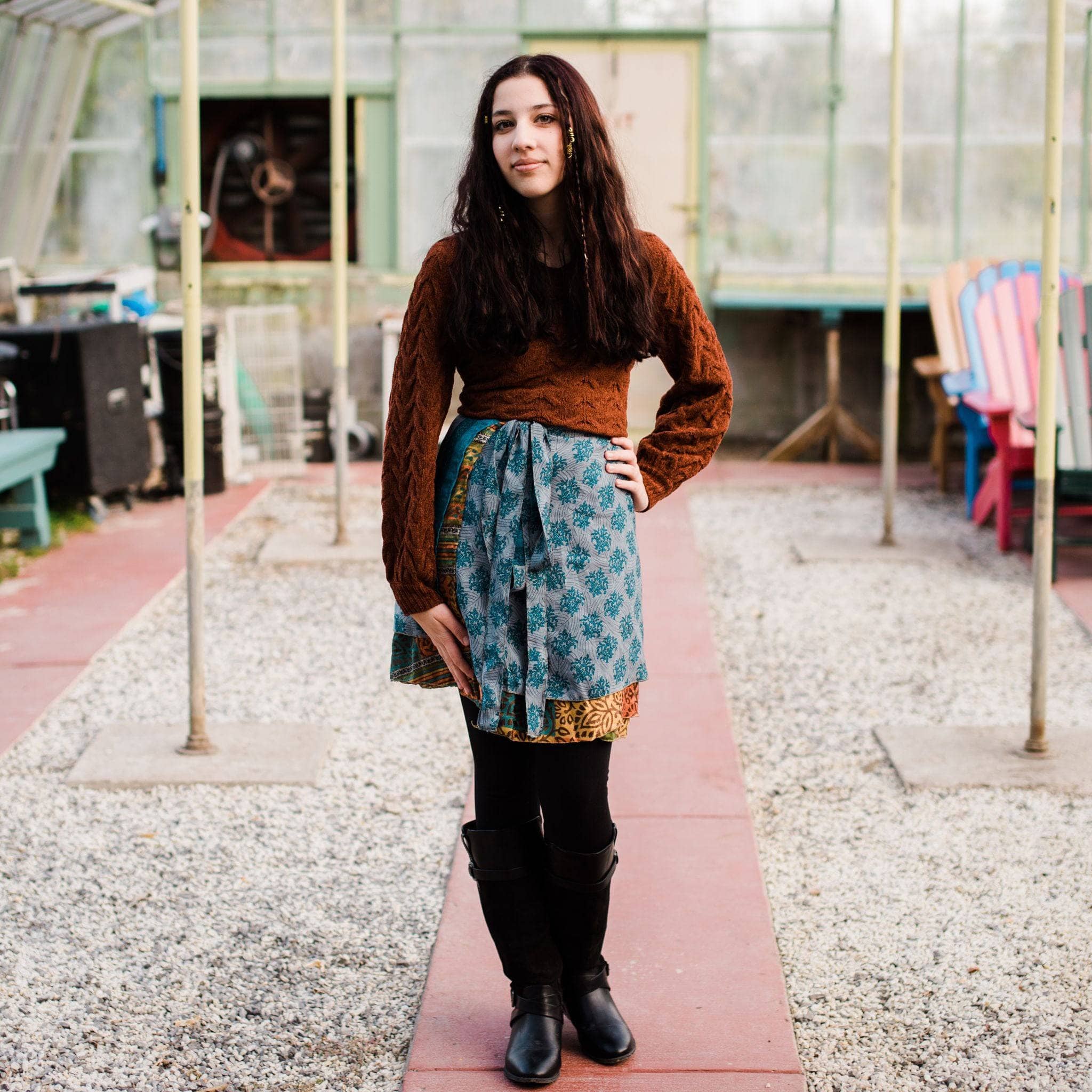 Darn Good Yarn - Wholesale Skirt - Women's - Knee-Length: "Mini" Sari Wrap Skirts3