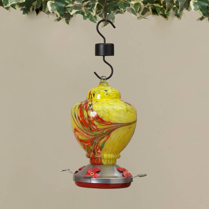 The Gerson Companies - Wholesale Bird Feeder - Discount 9"H Yellow Glass & Metal Hummi0