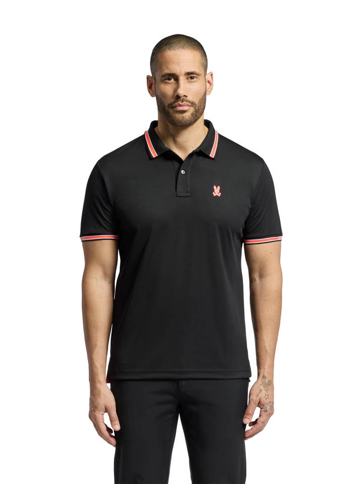 Forrest Sport Pique Polo-001 Black for wholesale by Psycho Bunny