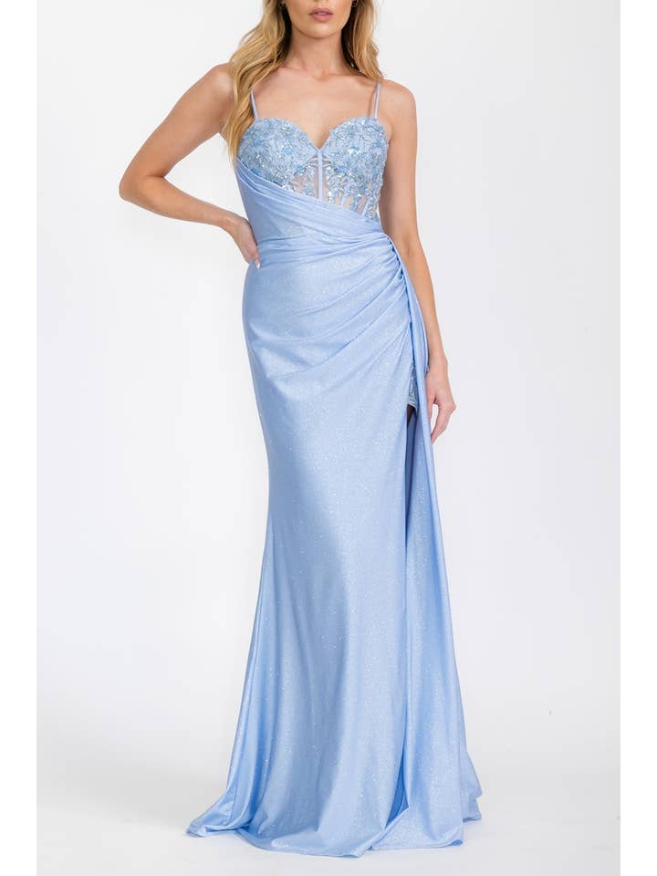 PROM-Floor length, glitter jersey dress for wholesale by FashionShowcase