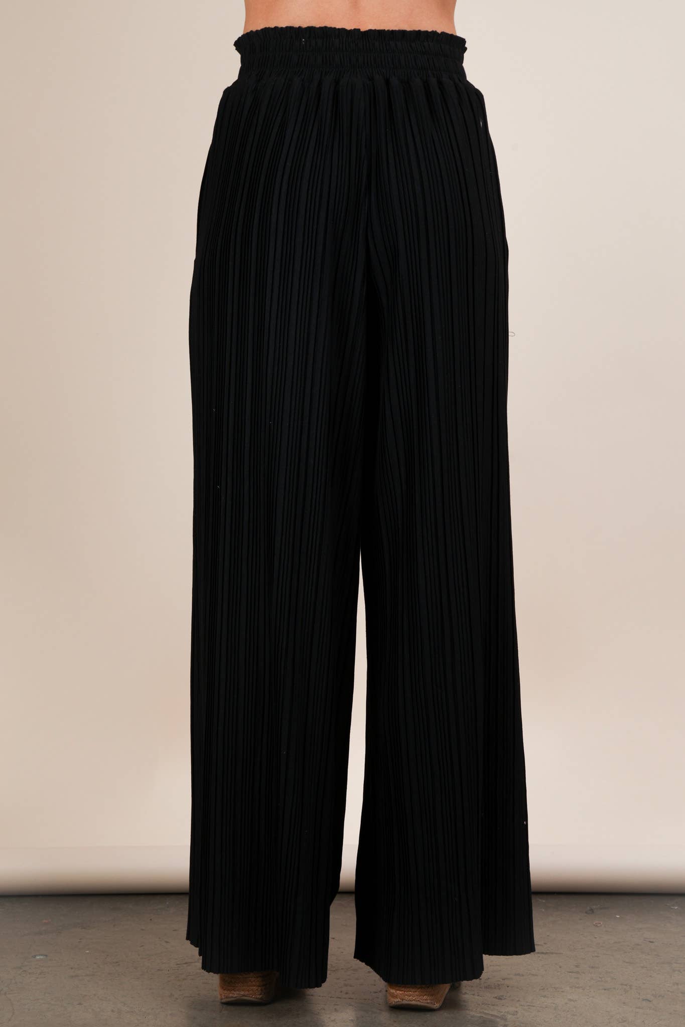 VERY J - Wholesale Pants - Women's - NP70826-Leopard Print & Solid Wide Leg Pleated Pants3