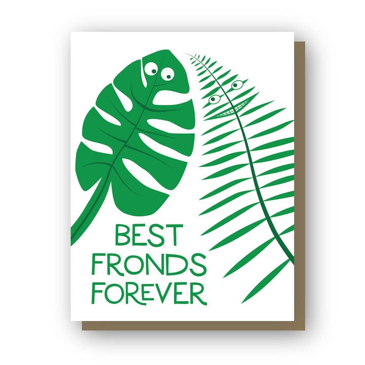 Best Fronds Forever, letterpress wenskaart voor wholesale door Wishbone Letterpress